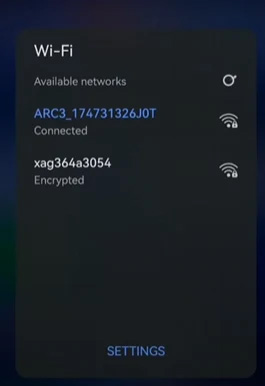Check WiFi settings to see if you are connected to Arc3Pro